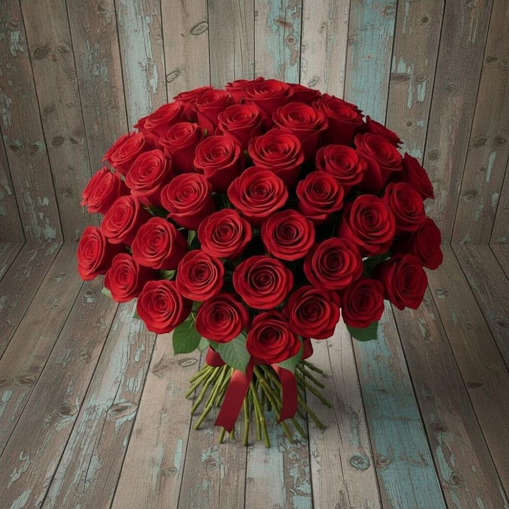 Букет 55 Красных роз Фридом в Богдановиче Свердловская область