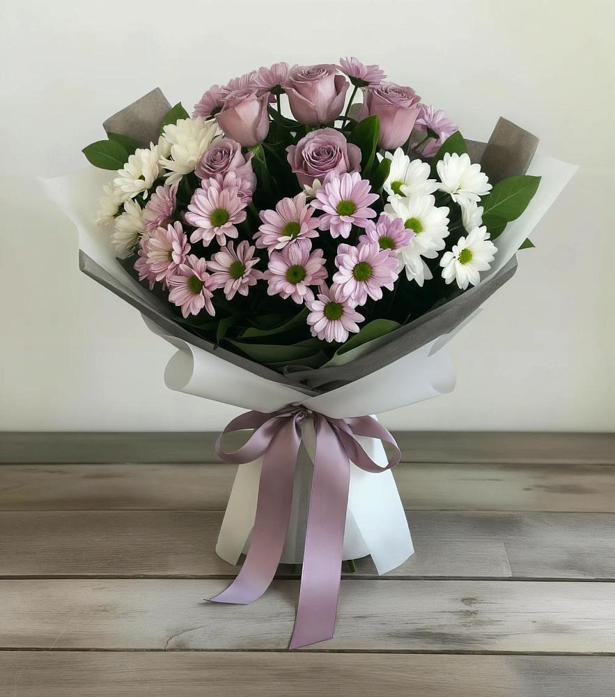 Букет цветов из: Хризантемы и Розы в Богдановиче Свердловская область