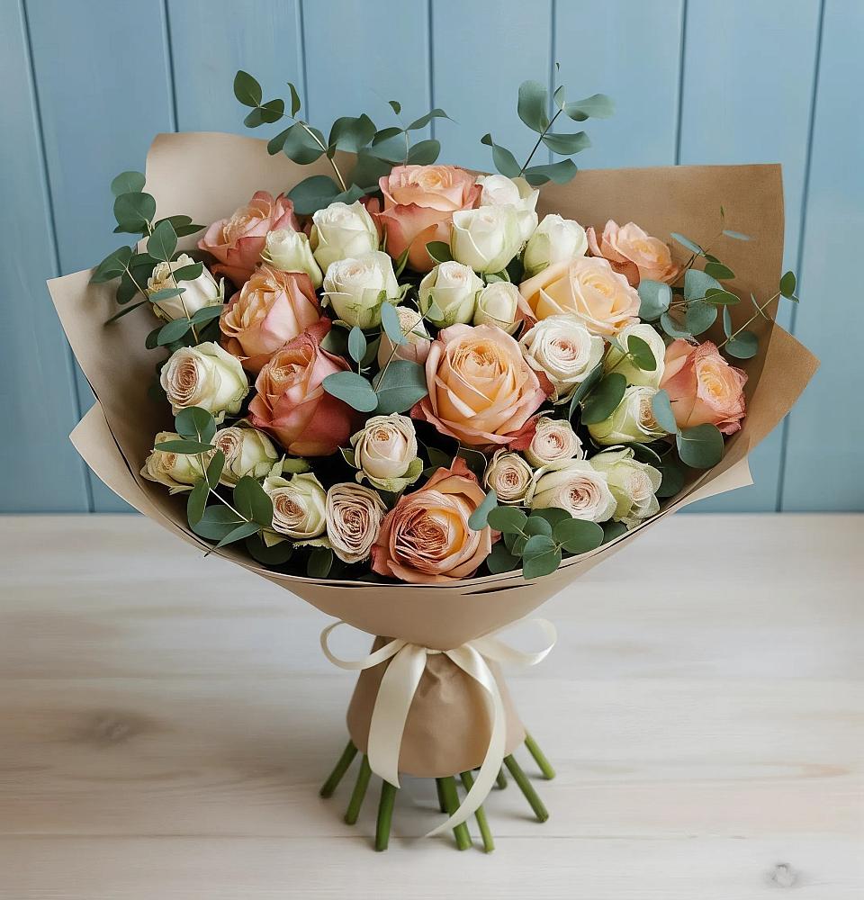 Букет цветов из: Альстромерии и Розы в Богдановиче Свердловская область