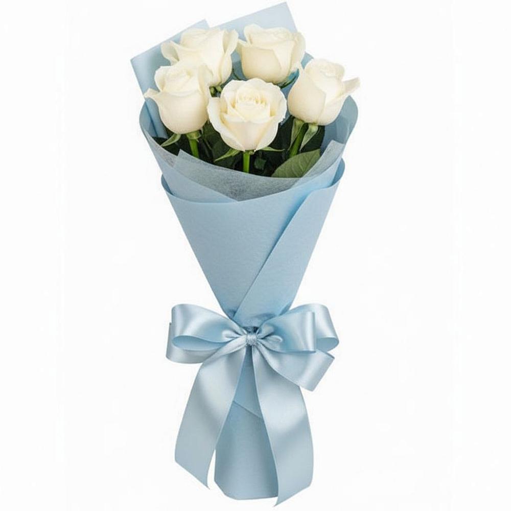 Букет 5 Белых роз Проуд в Богдановиче Свердловская область