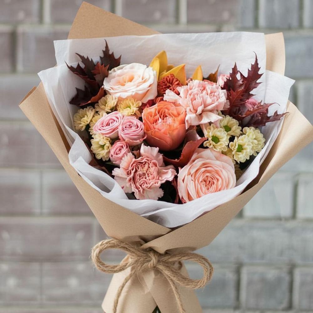 Букет цветов из: Гвоздики, Хризантемы и Розы в Богдановиче Свердловская область