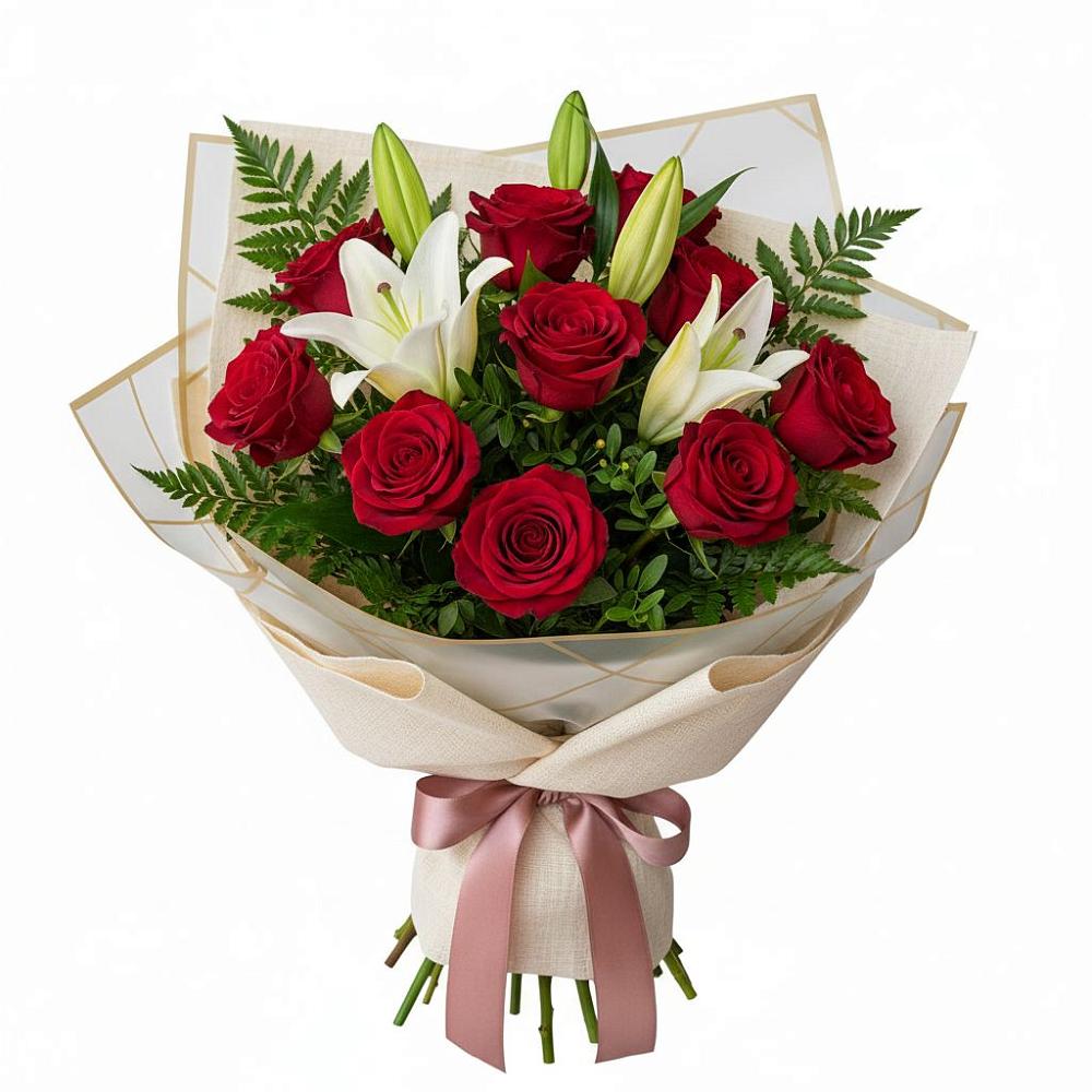 Букет цветов из: Лилии и Розы в Богдановиче Свердловская область