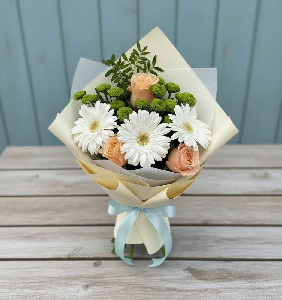 Букет цветов из: Герберы, Розы и Хризантемы в Богдановиче Свердловская область