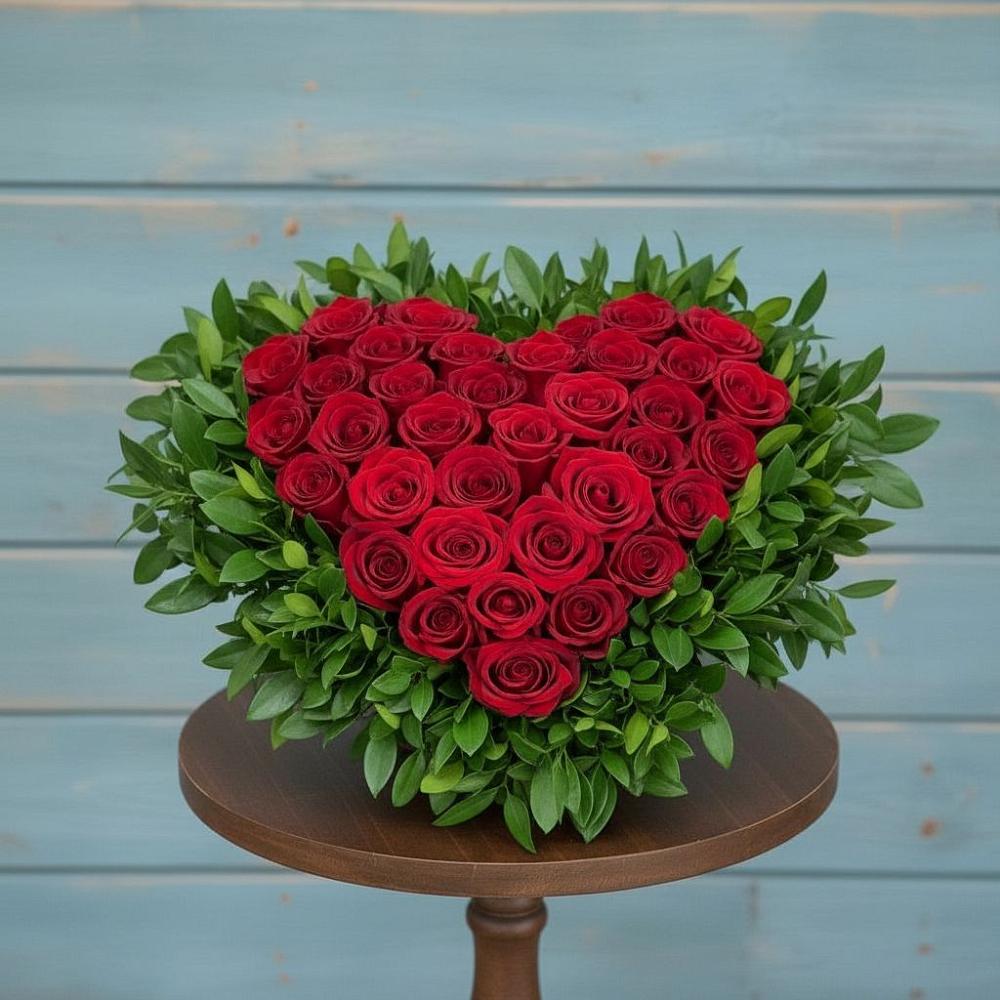 Цветочная композиция из Розы в виде сердца в Богдановиче Свердловская область