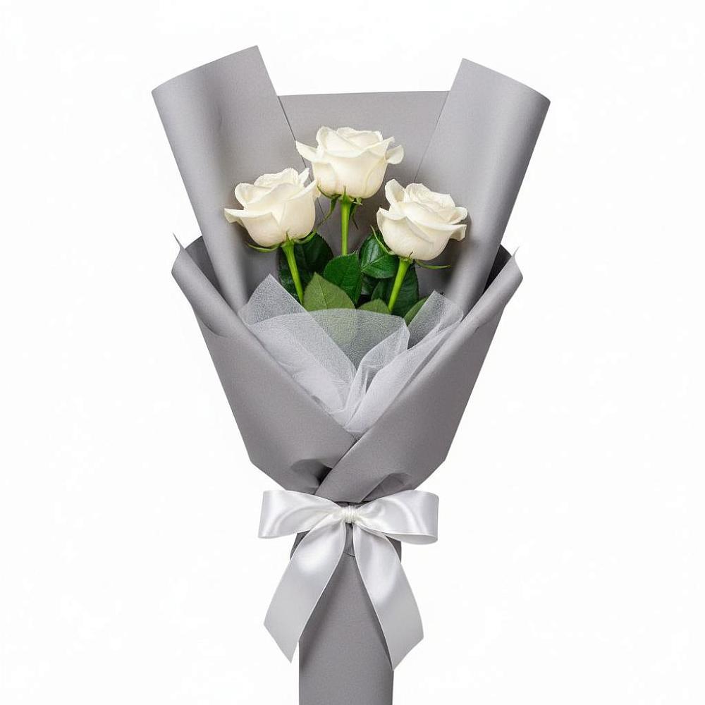 Букет 3 белые розы в Богдановиче Свердловская область
