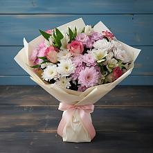 Букет цветов из:  Хризантемы, Альстромерии и Розы в Богдановиче Свердловская область