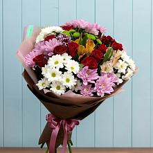 Букет цветов из:  Розы, Хризантемы и Альстромерии в Богдановиче Свердловская область
